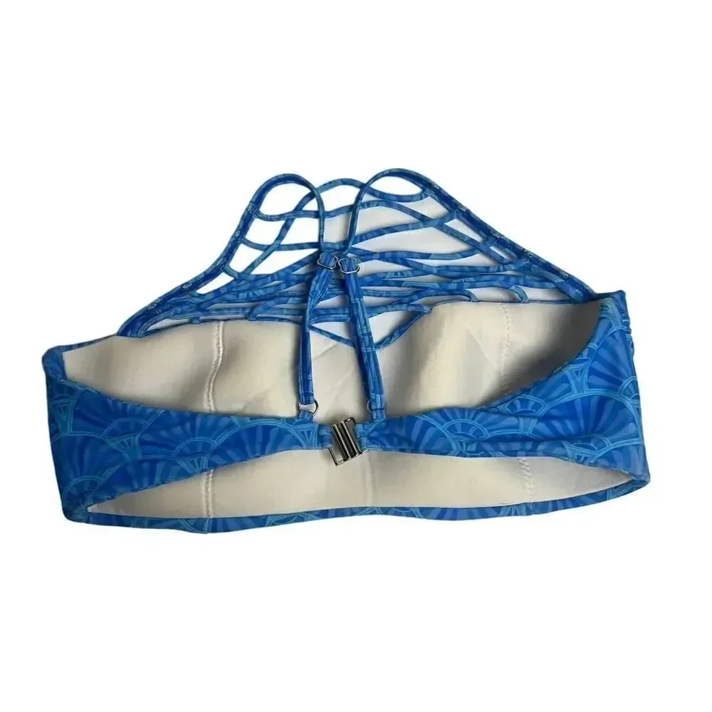 Citrine Blue Bikini Top in Sky Fan Sz. L